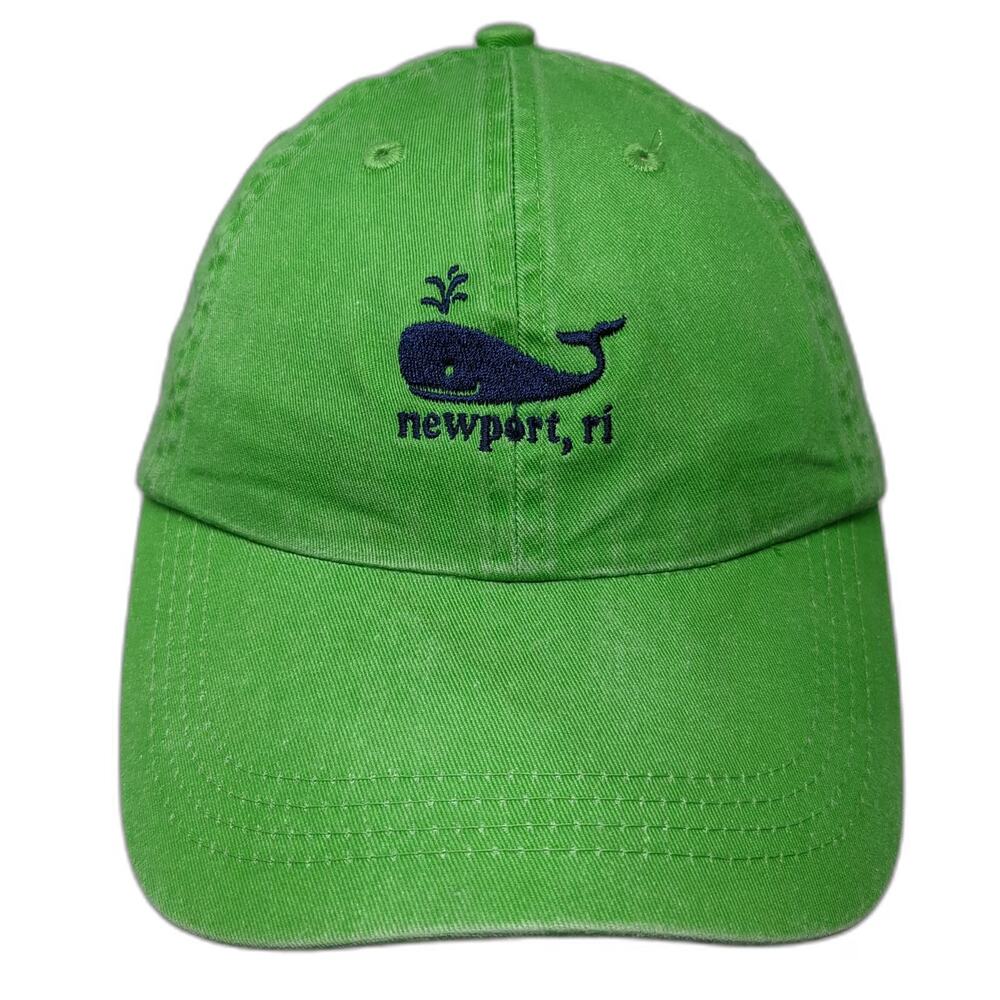 Kate Lord Baseball Cap Green One Size Whale Newport RI Slideback Cotton Hat